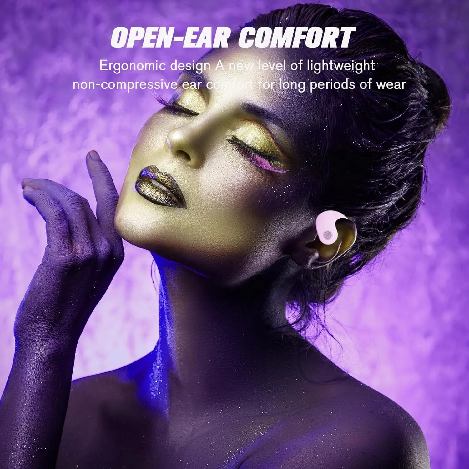 Out of Ear Open Ear Headphones Outside The Ear Wireless Ear Hanging Bluetooth Headset Ows Over The Ear Open Ear Buds Earbuds Outside The Ear Headphones Bone Air Conduction Earbuds Purple