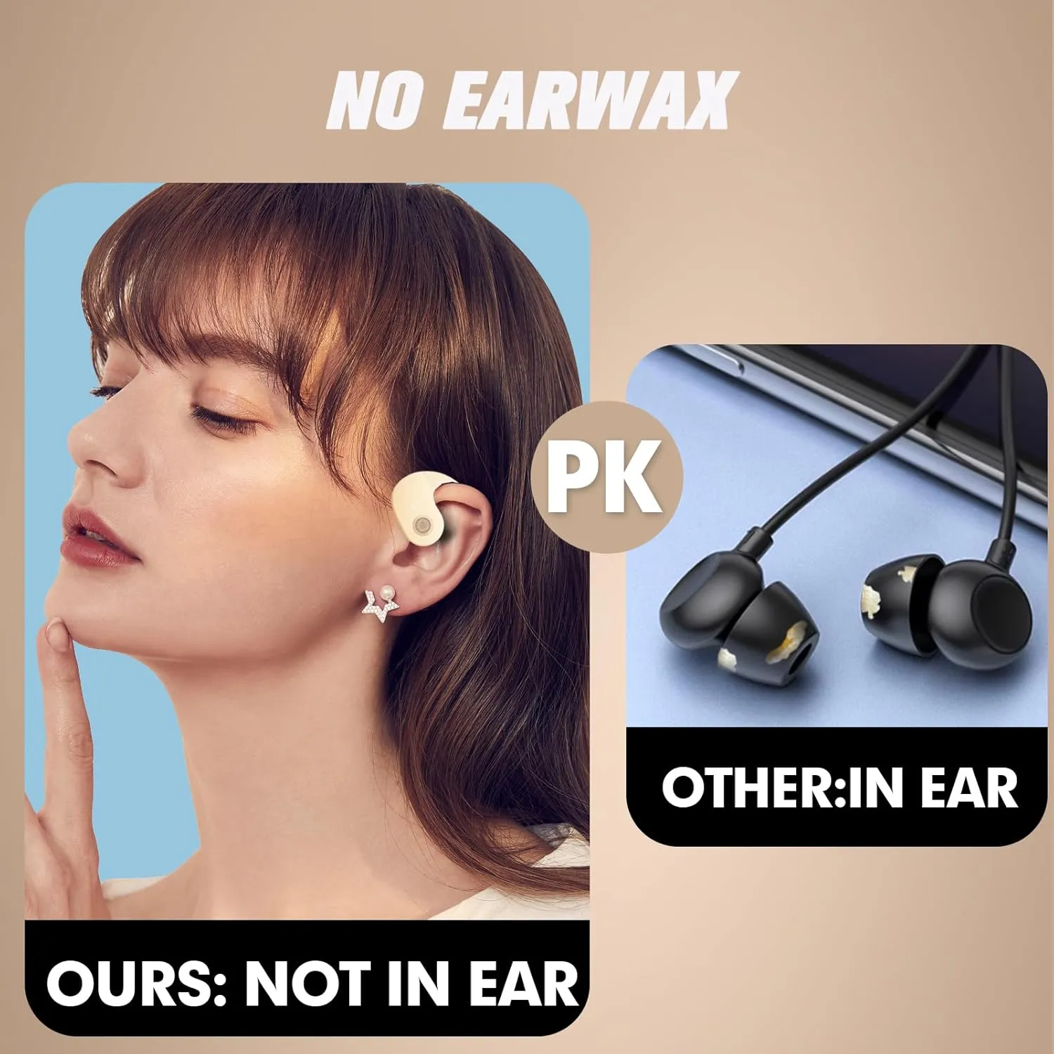 Out of Ear Open Ear Headphones Outside The Ear Wireless Ear Hanging Bluetooth Headset Ows Over The Ear Open Ear Buds Earbuds Outside The Ear Headphones Bone Air Conduction Earbuds Skin Tone