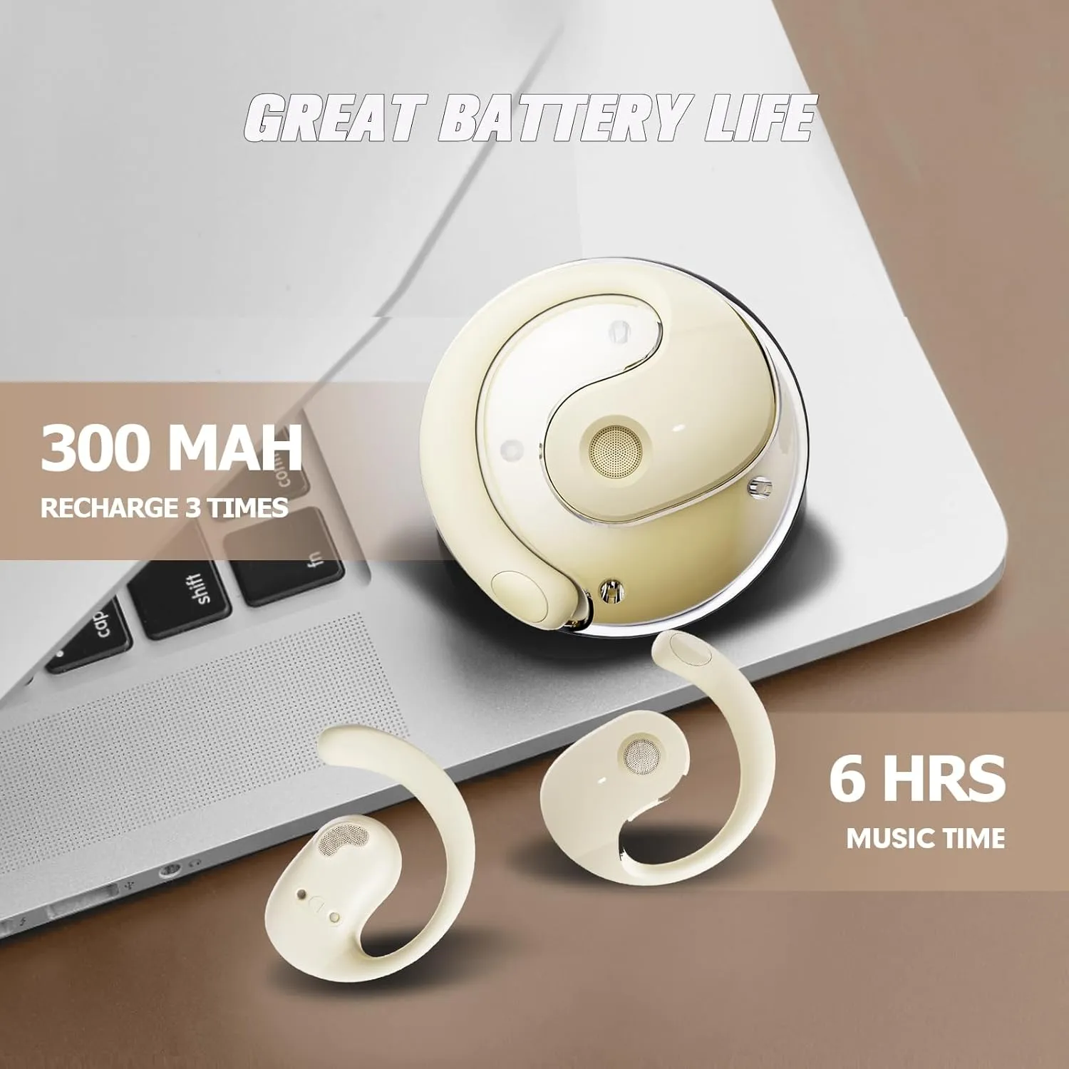 Out of Ear Open Ear Headphones Outside The Ear Wireless Ear Hanging Bluetooth Headset Ows Over The Ear Open Ear Buds Earbuds Outside The Ear Headphones Bone Air Conduction Earbuds Skin Tone