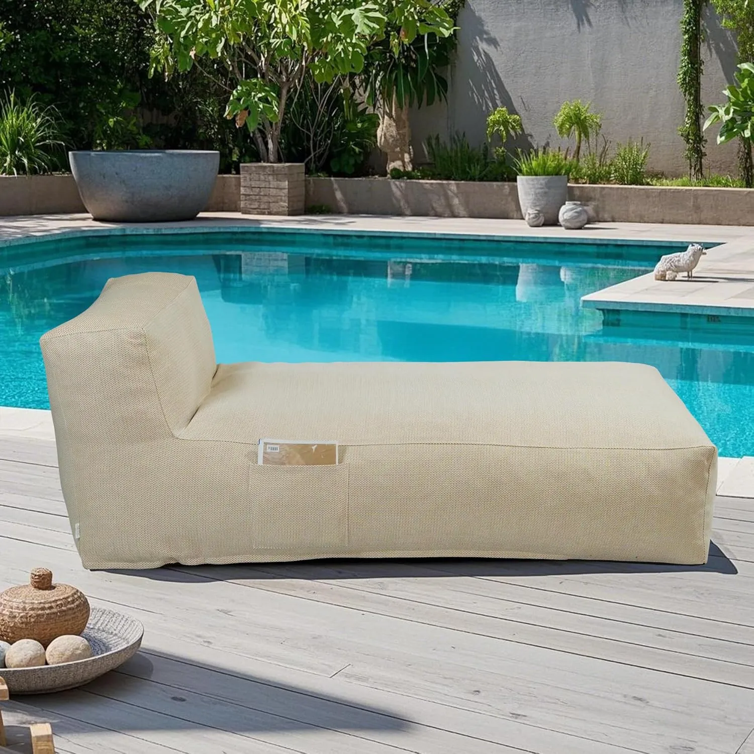 Outdoor Bean Bag Bed Lounger Chair for Pool, Comfy Foam Lazy Patio Sofa Furniture, Water-Resistant Outside Couch, Outdoor Day Beds Sofa for Pool, Patio, Deck (Light Orange, 70.86 inch)