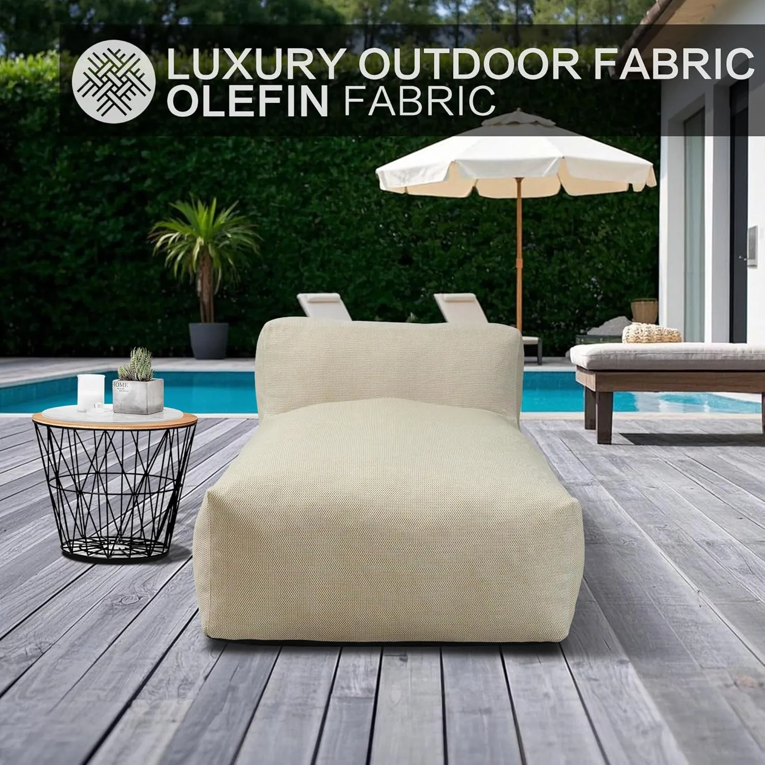 Outdoor Bean Bag Bed Lounger Chair for Pool, Comfy Foam Lazy Patio Sofa Furniture, Water-Resistant Outside Couch, Outdoor Day Beds Sofa for Pool, Patio, Deck (Light Orange, 70.86 inch)