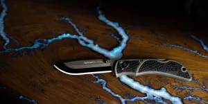 OUTDOOR EDGE 3.5" RazorLite EDC Pocket Knife (Obsidian Black), with Replaceable Blades and Clip, Perfect Carry Knive for Camping, Hunting and Survival, Includes 12 Black Steel Drop Point Blades