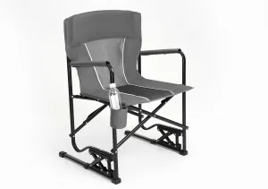 Outdoor Freestyle Rocker Camping Chair Portable Folding Rocking Chair with Solid, Durable Armrests, Drink Holder & Comfortable Backrest Folding Lawn Chair for Sports Events,Fishing,RV Travel (Gray)
