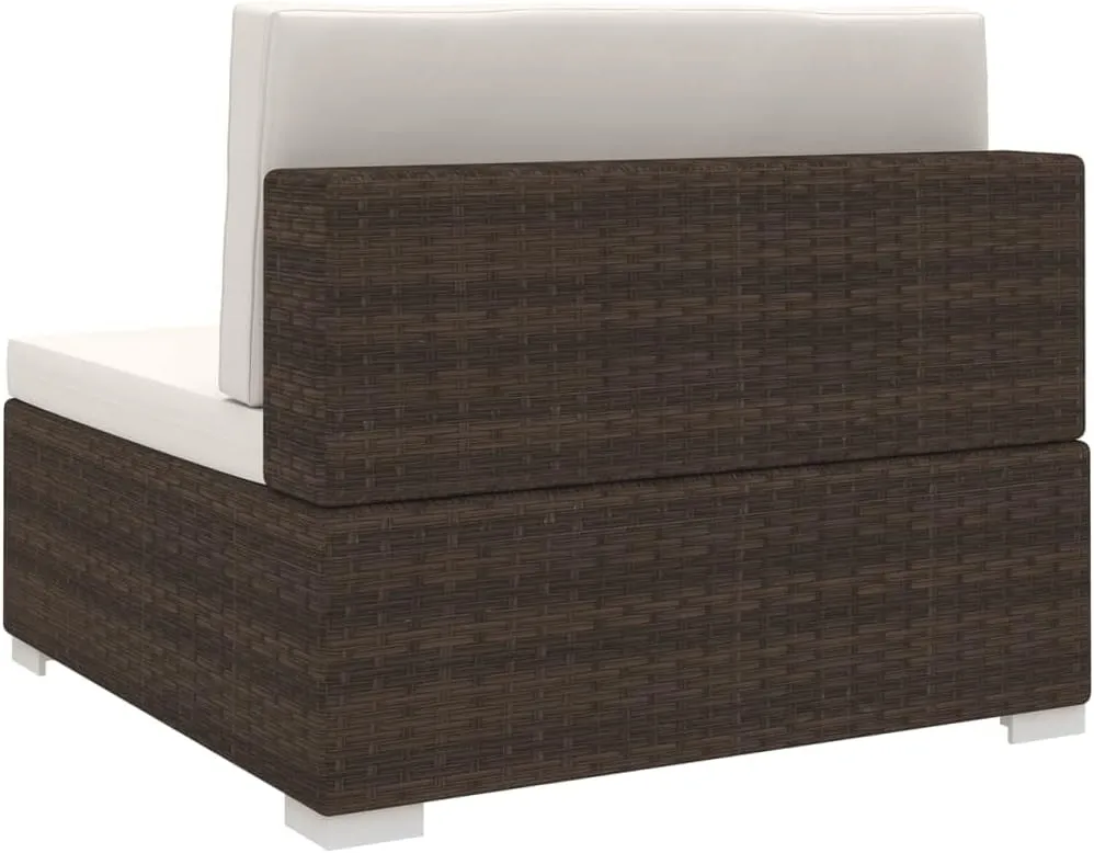 Outdoor Lounge Chair, Garden Chairs, Sectional Middle Seat with Cushions, Easy to Clean Suitable for Patio, Deck, Garden, Porch, Balcony Poly Rattan Brown
