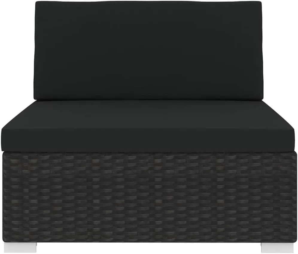 Outdoor Lounge Chair, Garden Chairs,Sectional Middle Seat with Cushions, Easy to Clean Suitable for Patio, Deck, Garden, Porch, Balcony Poly Rattan Black