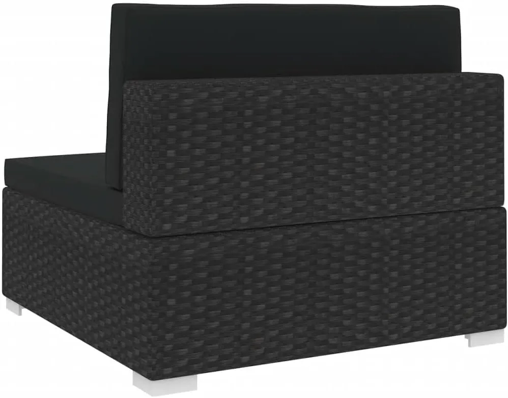 Outdoor Lounge Chair, Garden Chairs,Sectional Middle Seat with Cushions, Easy to Clean Suitable for Patio, Deck, Garden, Porch, Balcony Poly Rattan Black