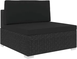 Outdoor Lounge Chair, Garden Chairs,Sectional Middle Seat with Cushions, Easy to Clean Suitable for Patio, Deck, Garden, Porch, Balcony Poly Rattan Black