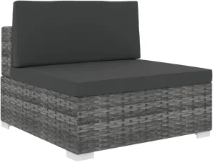 Outdoor Lounge Chair, Garden Chairs,Sectional Middle Seat with Cushions, Easy to Clean Suitable for Patio, Deck, Garden, Porch, Balcony Poly Rattan Gray