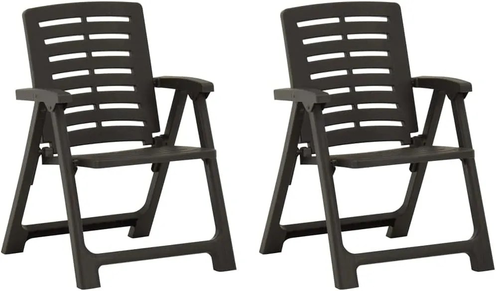 Outdoor Patio Furniture, Pool Chair, Patio Chairs 2 pcs, Easy to Clean Suitable for Indoor, Patio, Deck, Front Porch, Garden Plastic Anthracite