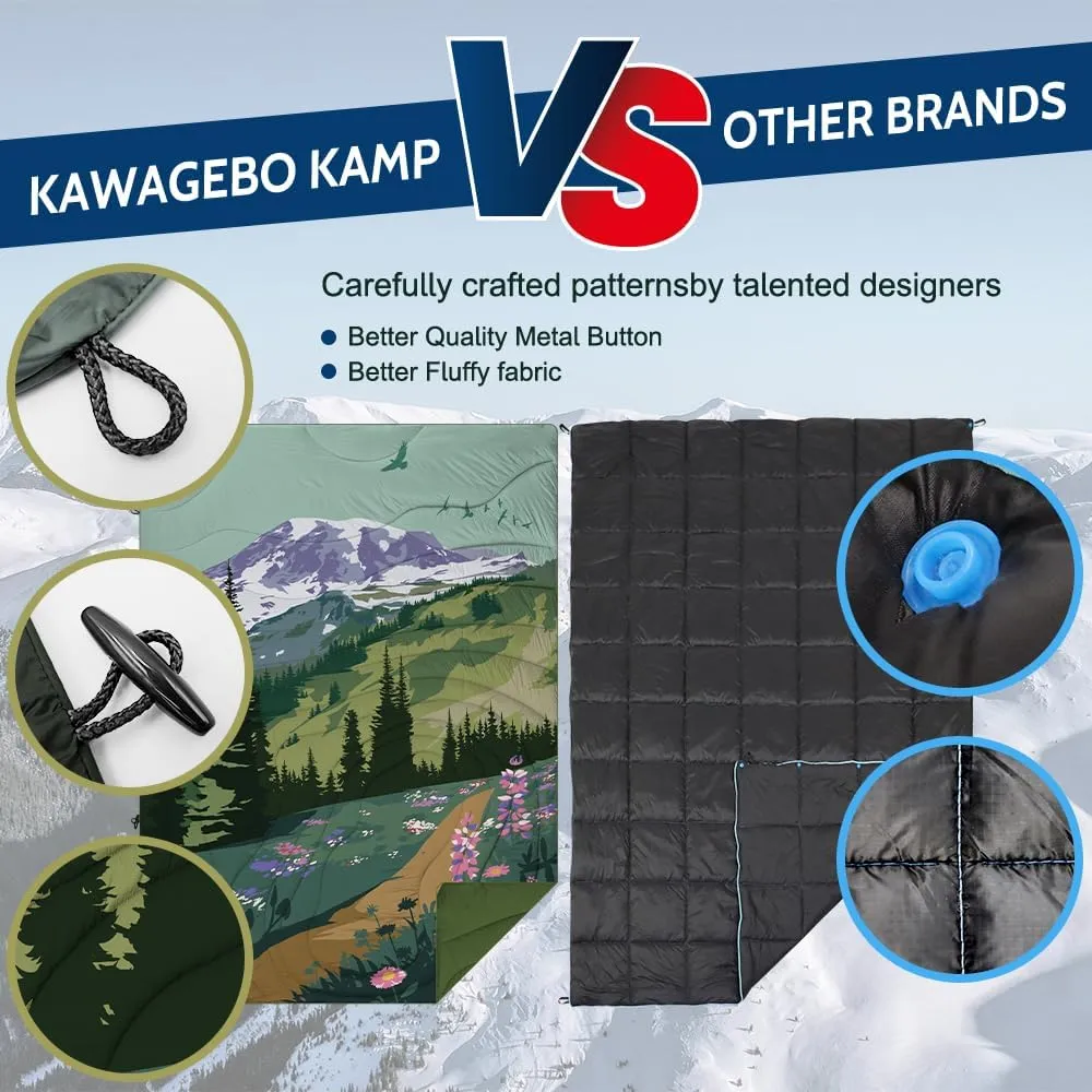 Outdoor Puffy Camping Blanket, Lightweight Windproof Warm Stadium Blanket, Packable Travel Camping Quilt for Cold Weather, Hiking, Backpacking, Sleeping, Hammock, Adventure 78"x 56"