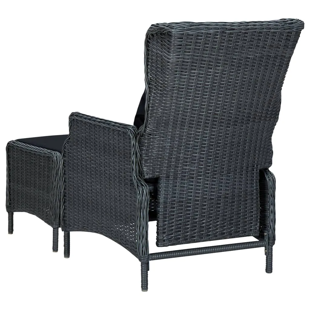 Outdoor Recliner Chair Patio Lounge Chair with Cushions Poly Rattan