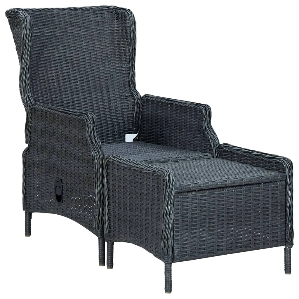 Outdoor Recliner Chair Patio Lounge Chair with Cushions Poly Rattan