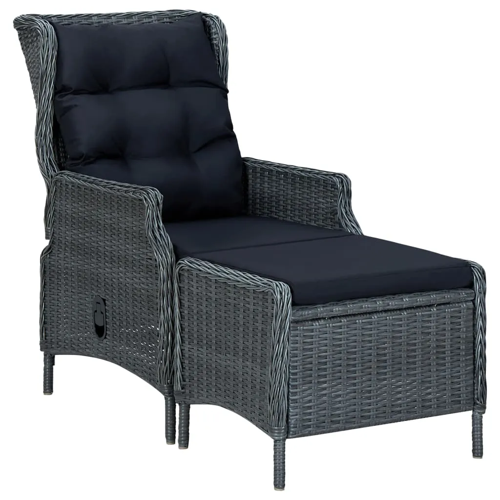Outdoor Recliner Chair Patio Lounge Chair with Cushions Poly Rattan