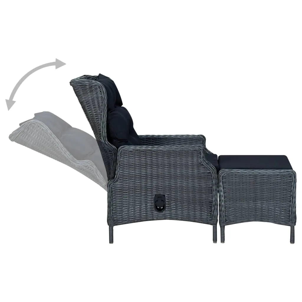 Outdoor Recliner Chair Patio Lounge Chair with Cushions Poly Rattan