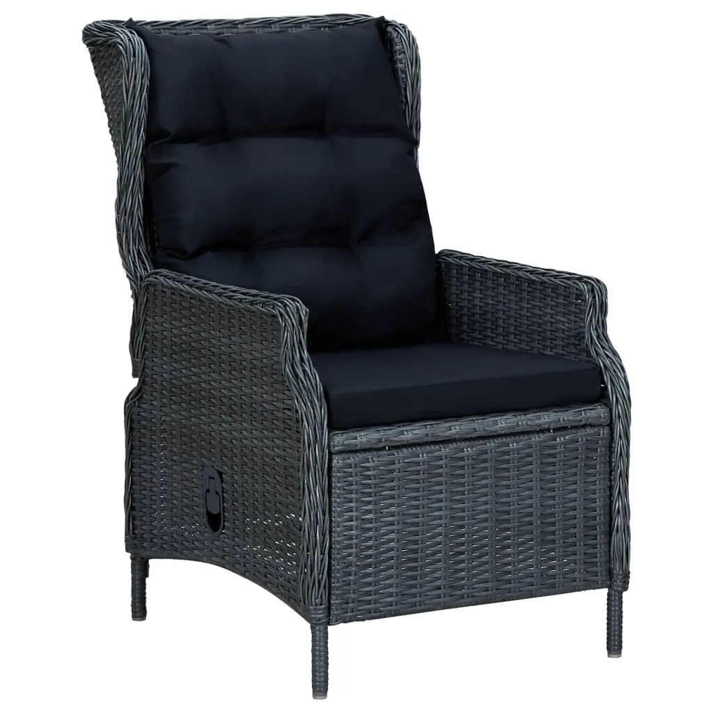 Outdoor Recliner Chair Patio Lounge Chair with Cushions Poly Rattan
