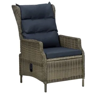 Outdoor Recliner Chair Patio Lounge Chair with Cushions Poly Rattan