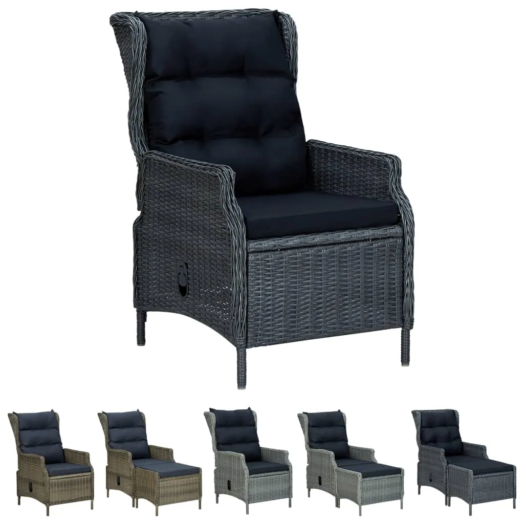 Outdoor Recliner Chair Patio Lounge Chair with Cushions Poly Rattan