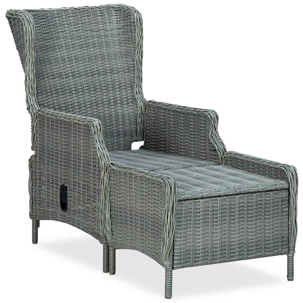 Outdoor Recliner Chair Patio Lounge Chair with Cushions Poly Rattan