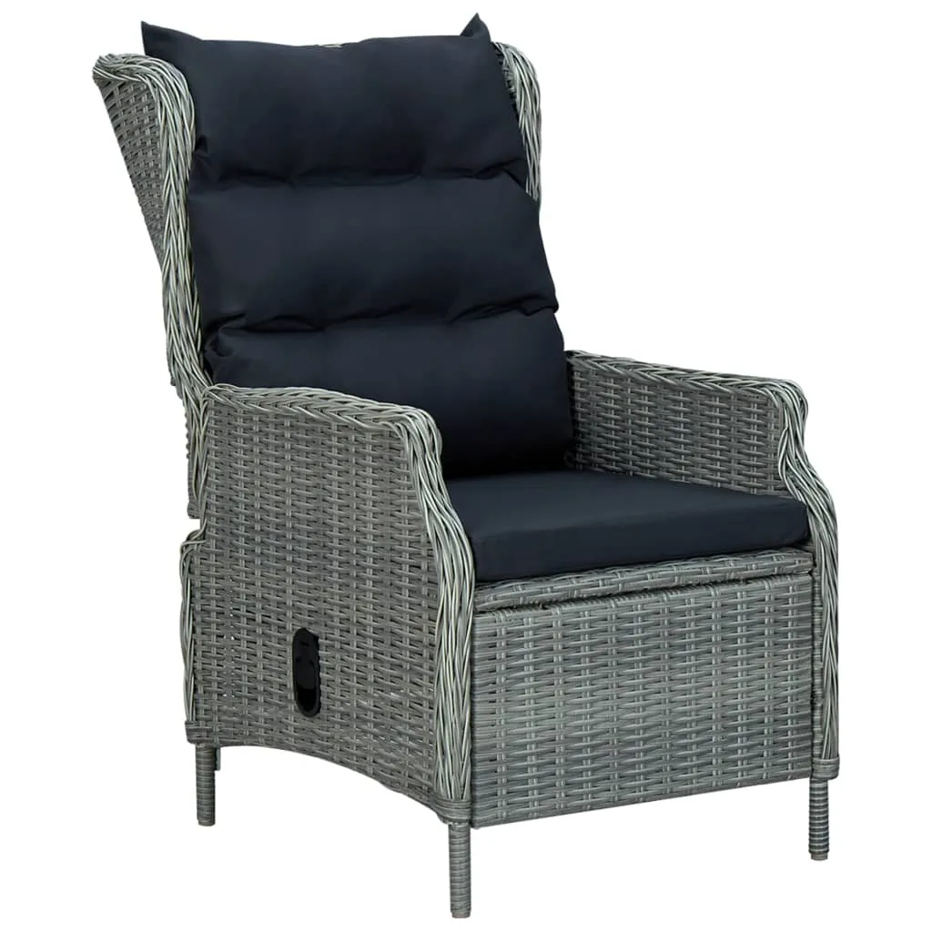 Outdoor Recliner Chair Patio Lounge Chair with Cushions Poly Rattan