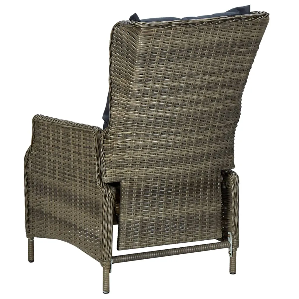 Outdoor Recliner Chair Patio Lounge Chair with Cushions Poly Rattan