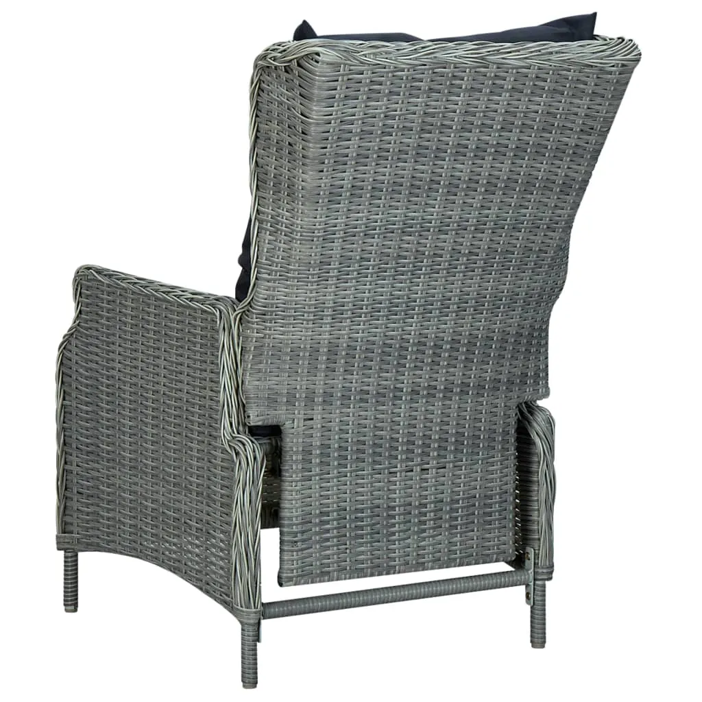 Outdoor Recliner Chair Patio Lounge Chair with Cushions Poly Rattan