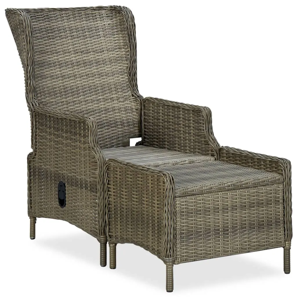 Outdoor Recliner Chair Patio Lounge Chair with Cushions Poly Rattan
