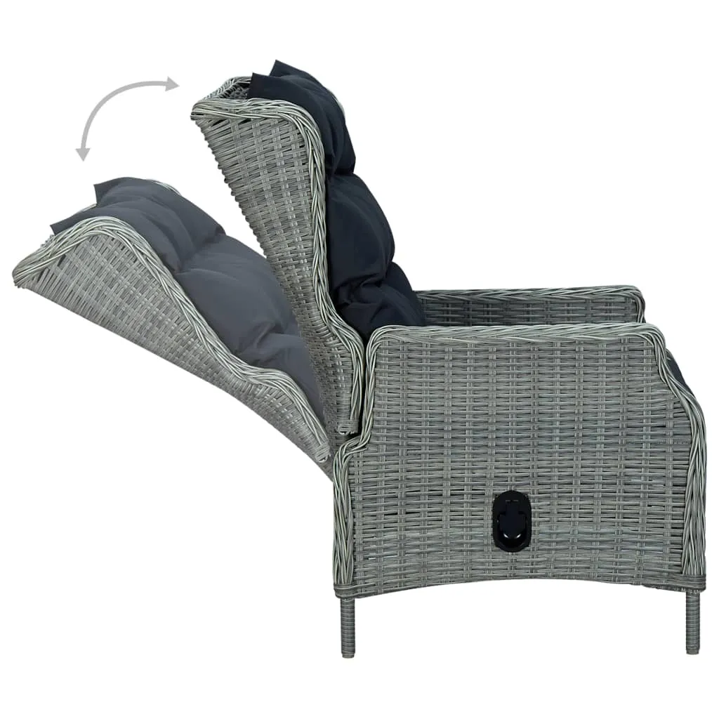 Outdoor Recliner Chair Patio Lounge Chair with Cushions Poly Rattan