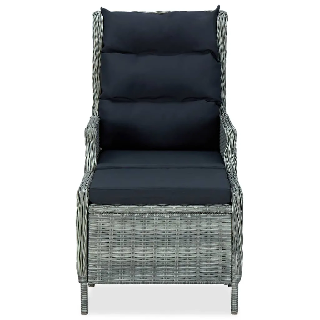 Outdoor Recliner Chair Patio Lounge Chair with Cushions Poly Rattan