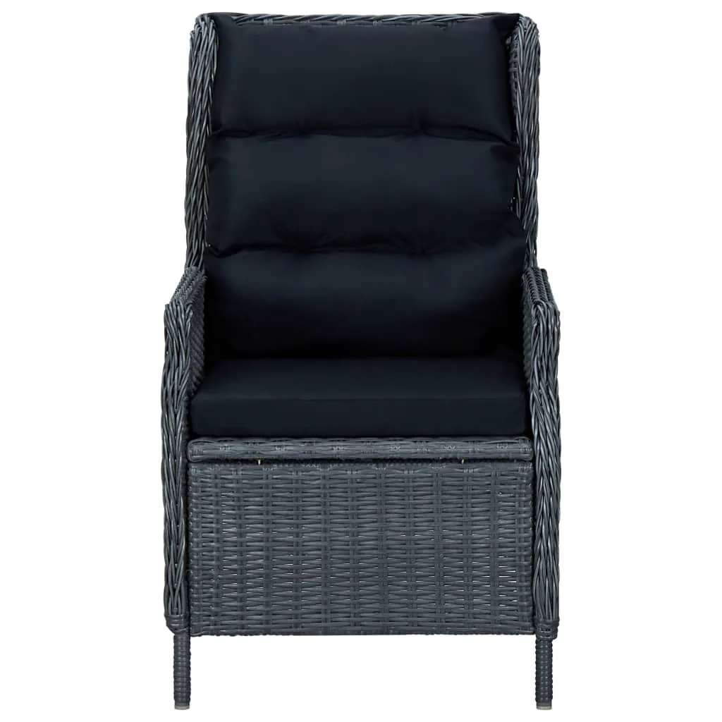 Outdoor Recliner Chair Patio Lounge Chair with Cushions Poly Rattan