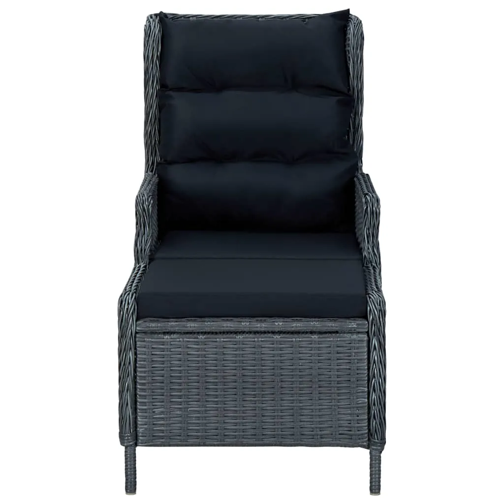 Outdoor Recliner Chair Patio Lounge Chair with Cushions Poly Rattan