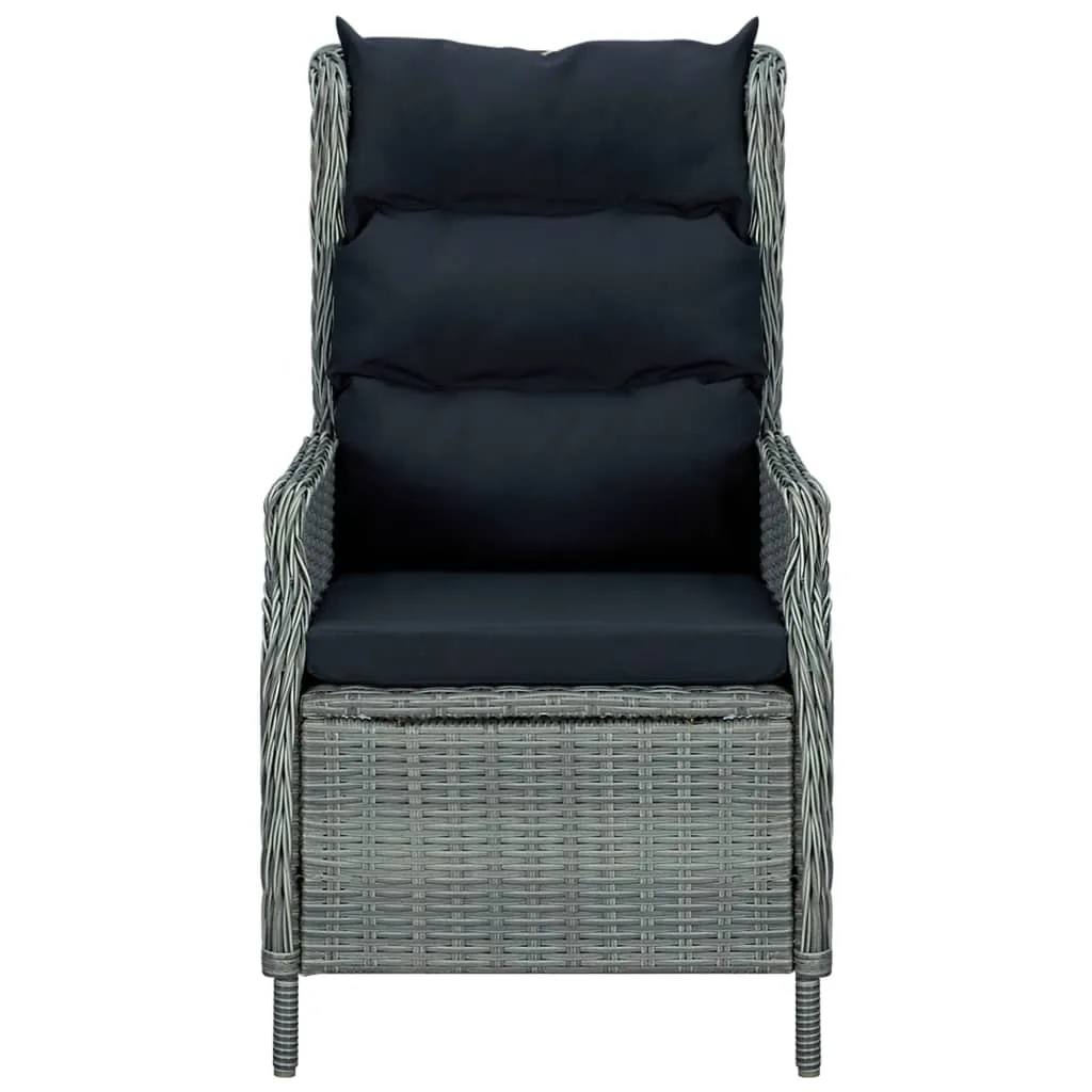 Outdoor Recliner Chair Patio Lounge Chair with Cushions Poly Rattan