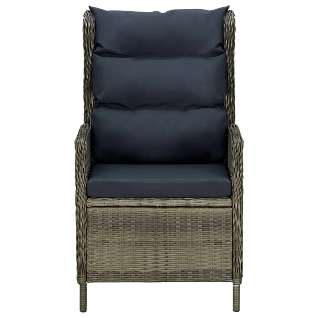 Outdoor Recliner Chair Patio Lounge Chair with Cushions Poly Rattan