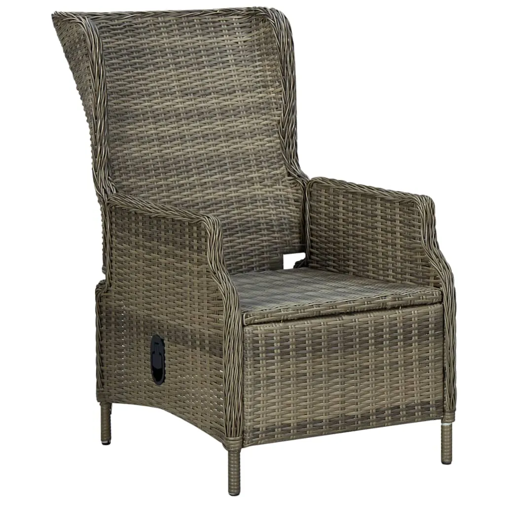 Outdoor Recliner Chair Patio Lounge Chair with Cushions Poly Rattan