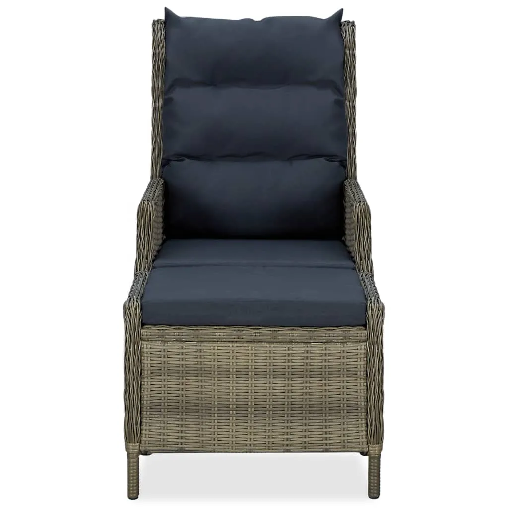 Outdoor Recliner Chair Patio Lounge Chair with Cushions Poly Rattan
