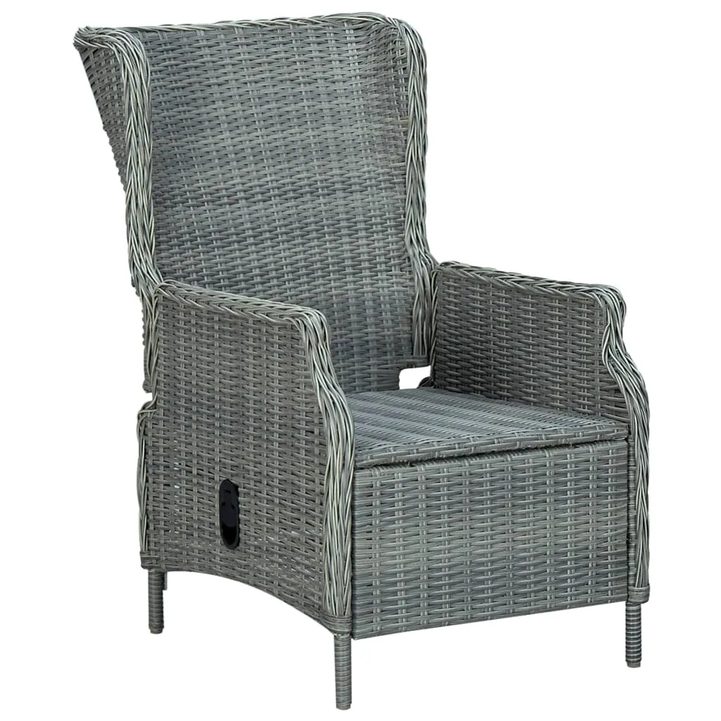 Outdoor Recliner Chair Patio Lounge Chair with Cushions Poly Rattan