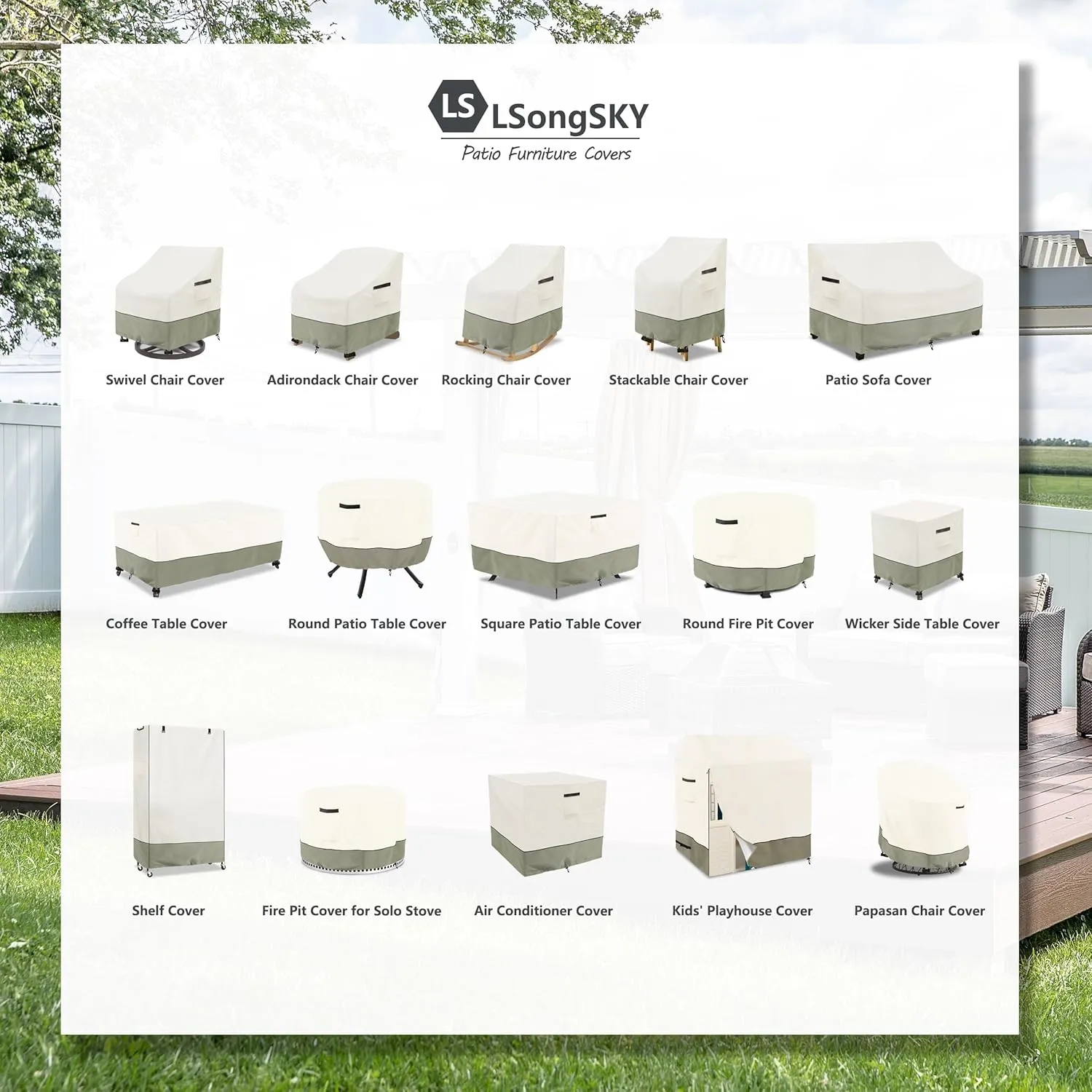 Outdoor Swivel Lounge Chair Cover 2 Pack,(35 W x 37 D x 38.5 H inches)100% Waterproof Heavy Duty Outdoor Chair Covers,Patio Furniture Cover for Swivel Patio Chair,Beige