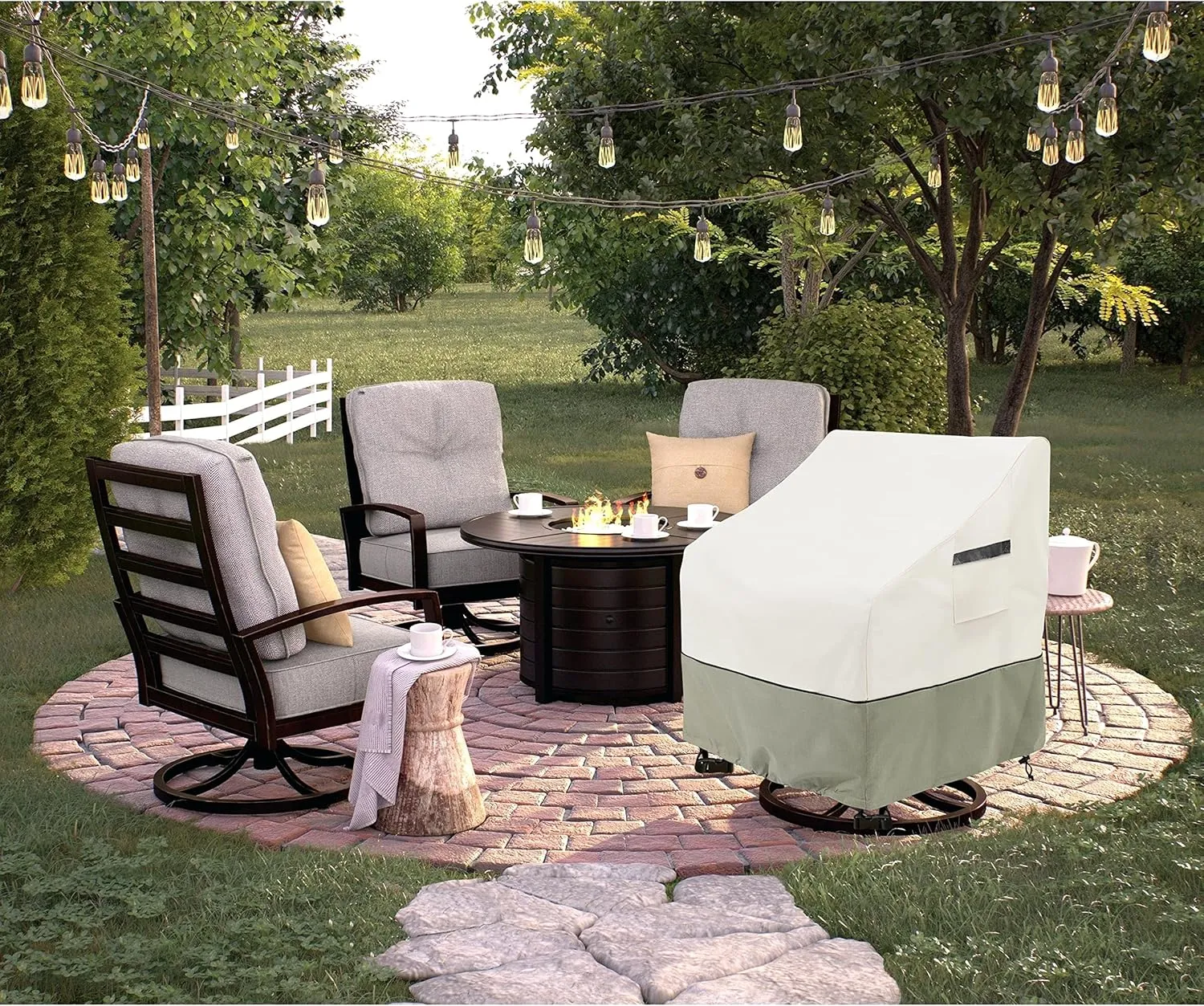 Outdoor Swivel Lounge Chair Cover 2 Pack,(35 W x 37 D x 38.5 H inches)100% Waterproof Heavy Duty Outdoor Chair Covers,Patio Furniture Cover for Swivel Patio Chair,Beige