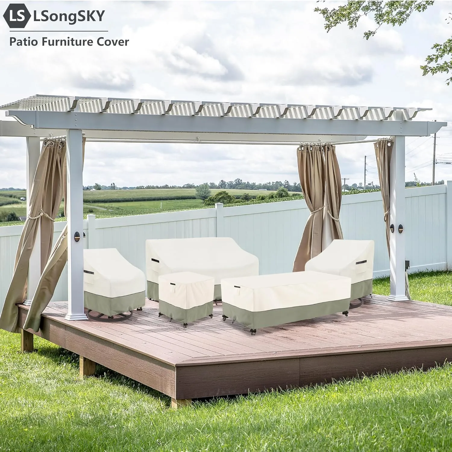 Outdoor Swivel Lounge Chair Cover 2 Pack,(35 W x 37 D x 38.5 H inches)100% Waterproof Heavy Duty Outdoor Chair Covers,Patio Furniture Cover for Swivel Patio Chair,Beige