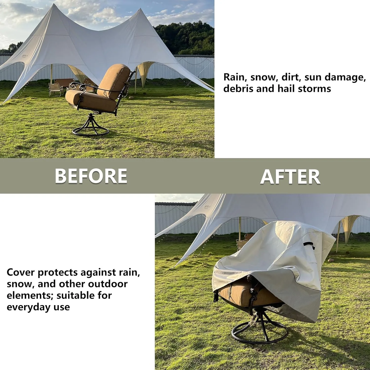 Outdoor Swivel Lounge Chair Cover 2 Pack,(35 W x 37 D x 38.5 H inches)100% Waterproof Heavy Duty Outdoor Chair Covers,Patio Furniture Cover for Swivel Patio Chair,Beige