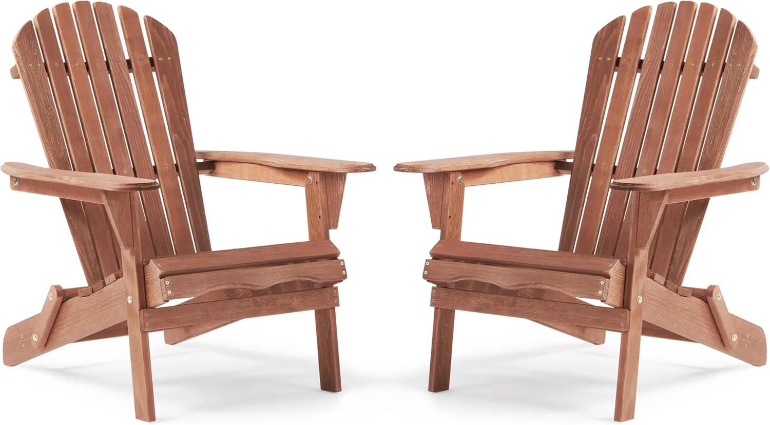 Outdoor Wooden Folding Adirondack Chair Set of 2 with Pre-Assembled BackRest, Wood Patio Chair for Garden Backyard Porch Pool Deck Firepit