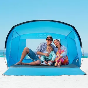 OutdoorMaster Beach Tent for 3-4 Person - Easy Setup and Portable Beach Shade Sun Shelter Canopy with UPF 50  UV Protection Removable Skylight Family Size