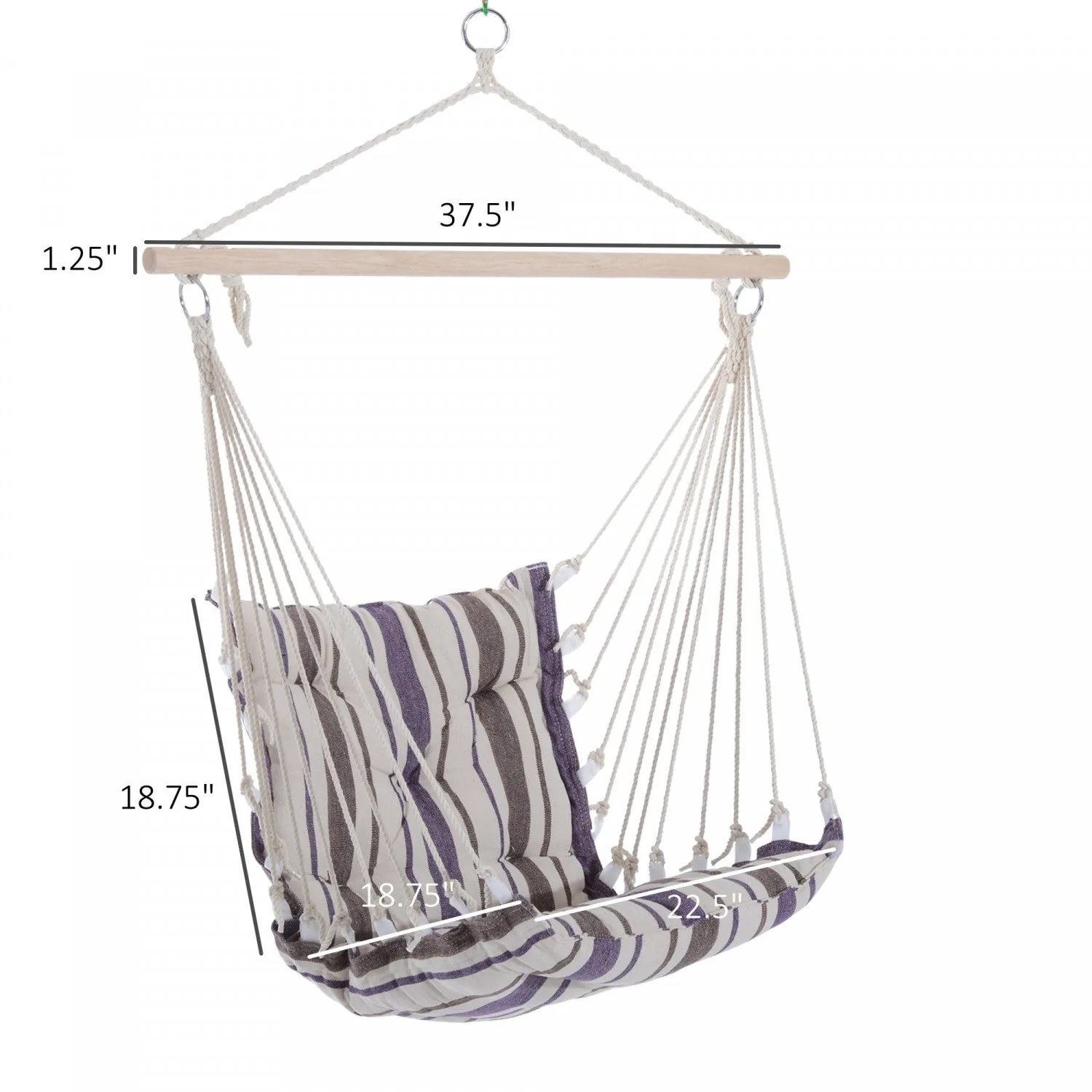 Outsunny Portable Hanging Woven Hammock Seat Rope Swing Chair Sleeping Bed For Outdoor Garden Yard C|Outsunny Chaise Balancoire En Corde Tissee Pour Siege De Hamac Suspendu Portable Lit De Couchage Pou