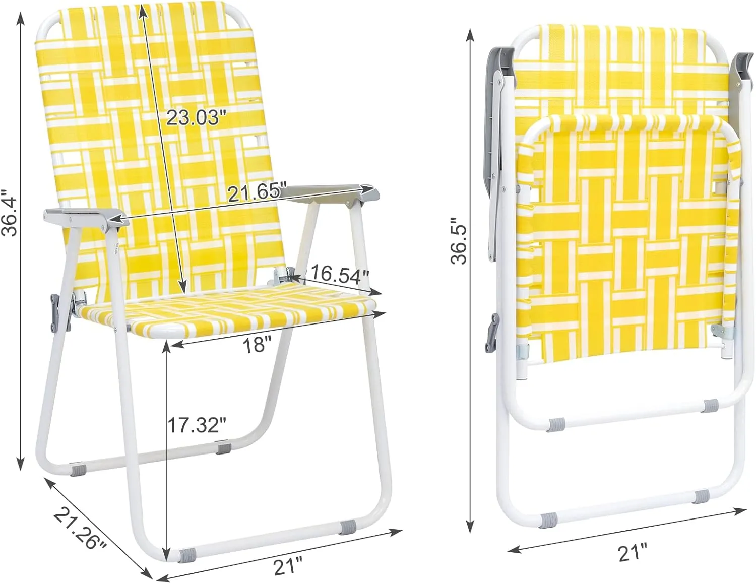 Outvita Webbed Lawn Chairs Set of 2, Foldable Metal Patio Chairs Stable Steel Outdoor Chair for Camping, Fishing, Beach, Poolside, Backyard and BBQ