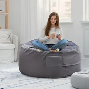 Oversized Bean Bag Chair for Adults and Children, Comfortable Detachable Cover, Stylish Living Room Furniture, Dark Grey