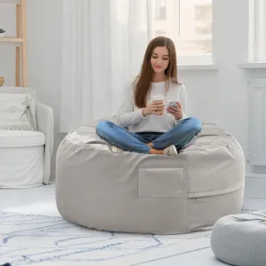 Oversized Bean Bag Chair with Removable Cover, Comfortable Seating for Kids and Adults, Use for Living Room and Bedroom, Grey