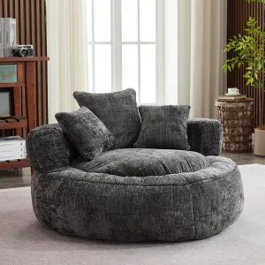 Oversized Bean Bag Chairs for Adults, Memory Foam Lazy Sofa with High Back and 3 Pillows, Comfy Beanbag Lounger Couch for Living Room Bedroom Apartment (Black)