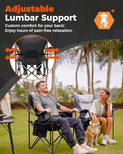 Oversized Camping Folding Chair,Heavy Duty 450 LBS with Lumbar Support