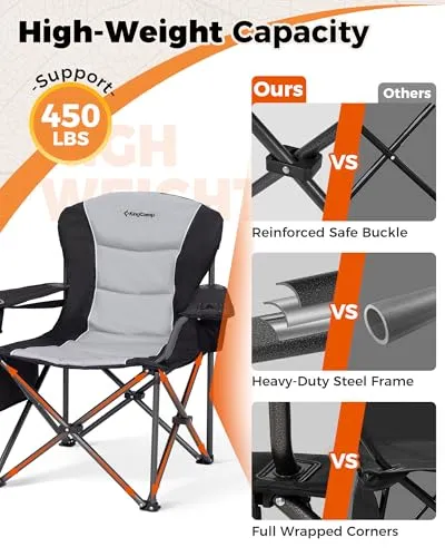 Oversized Camping Folding Chair,Heavy Duty 450 LBS with Lumbar Support