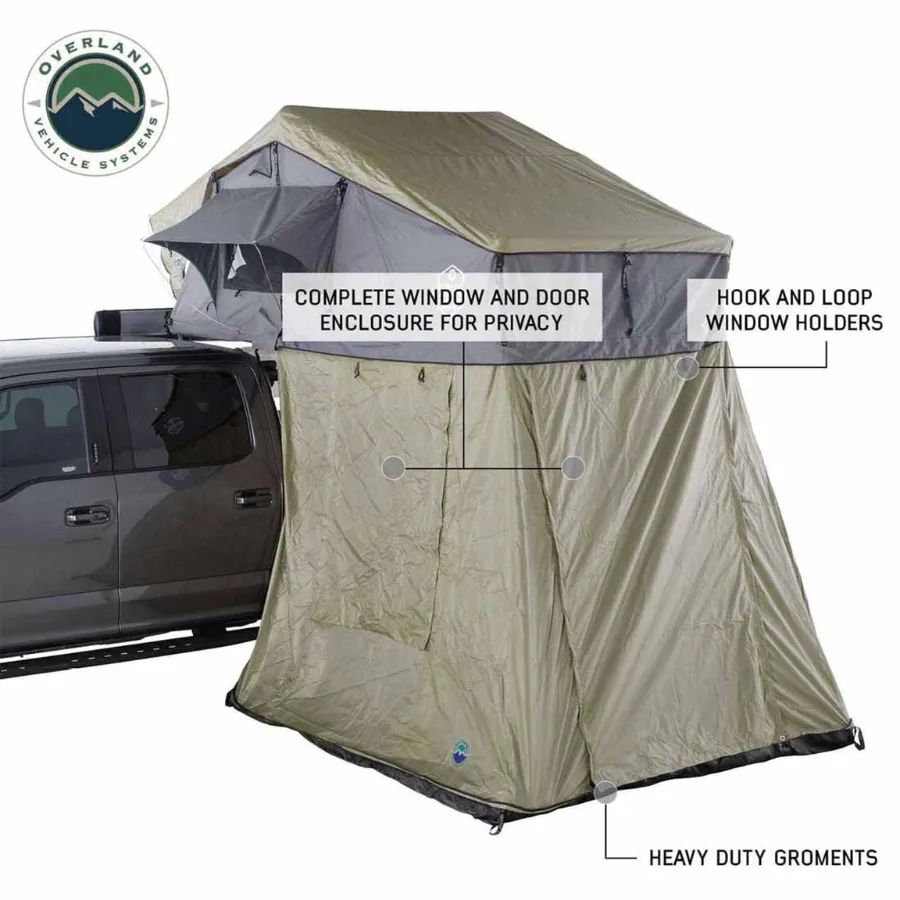 OVS HD Nomadic 2 Roof Top Tent Annex Green Base With Black Floor & Travel Cover