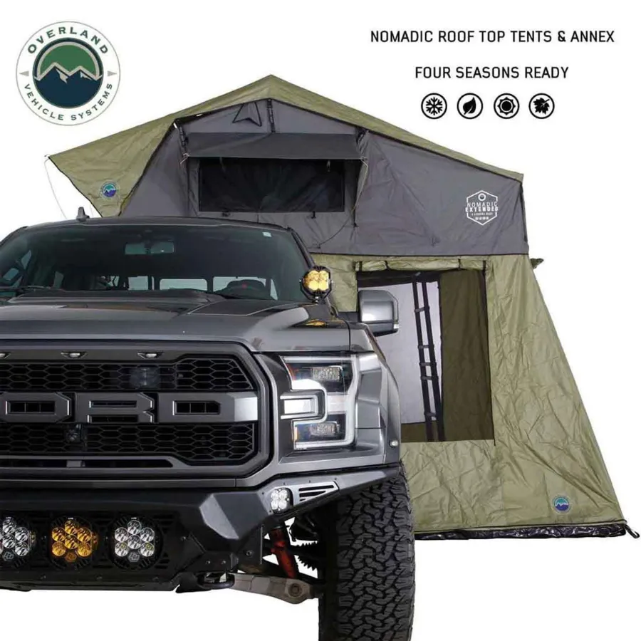 OVS HD Nomadic 2 Roof Top Tent Annex Green Base With Black Floor & Travel Cover